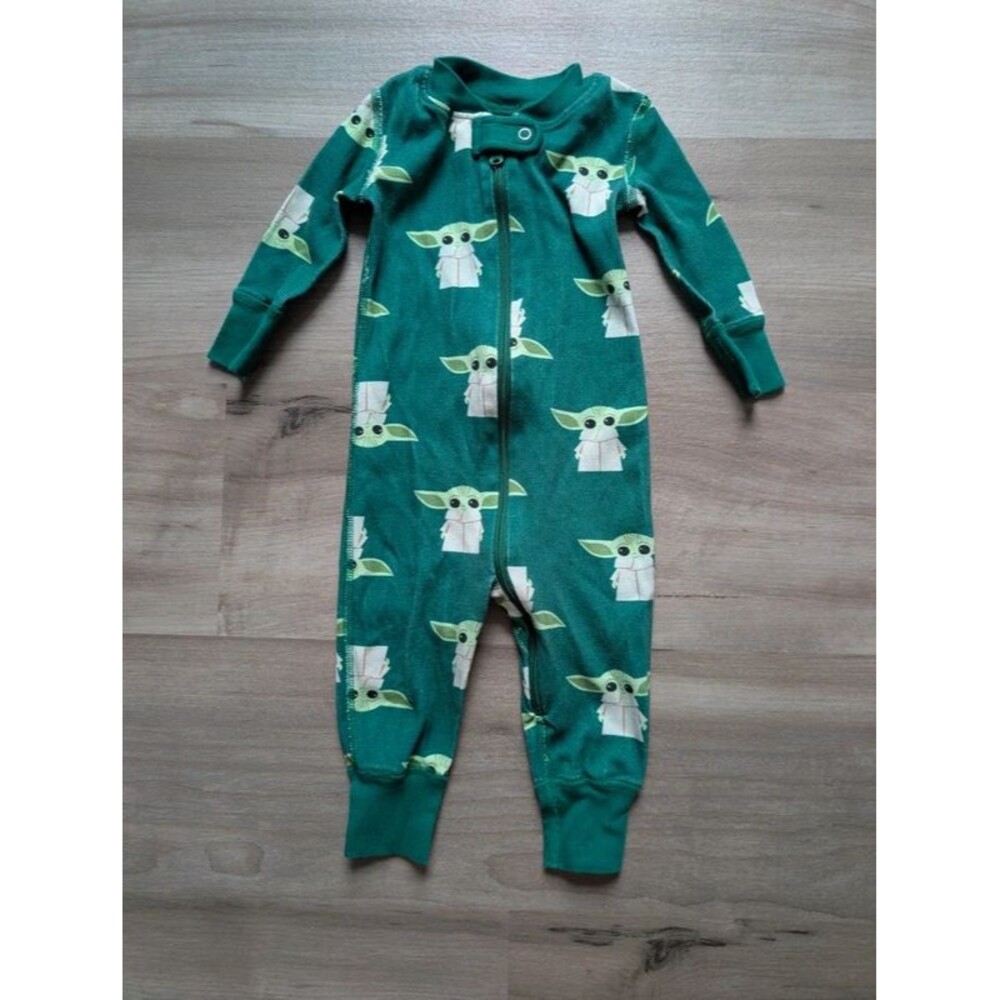 Hanna Andersson Green Yoda Print Playsuit One Piece Pajamas, 3-6m (U2)